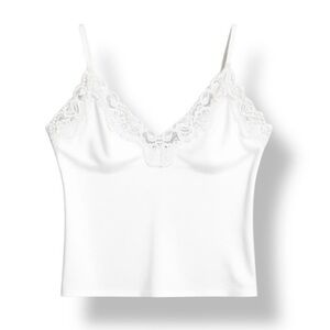 4/$20 INC White Lace Trim Cami Tank Top XL